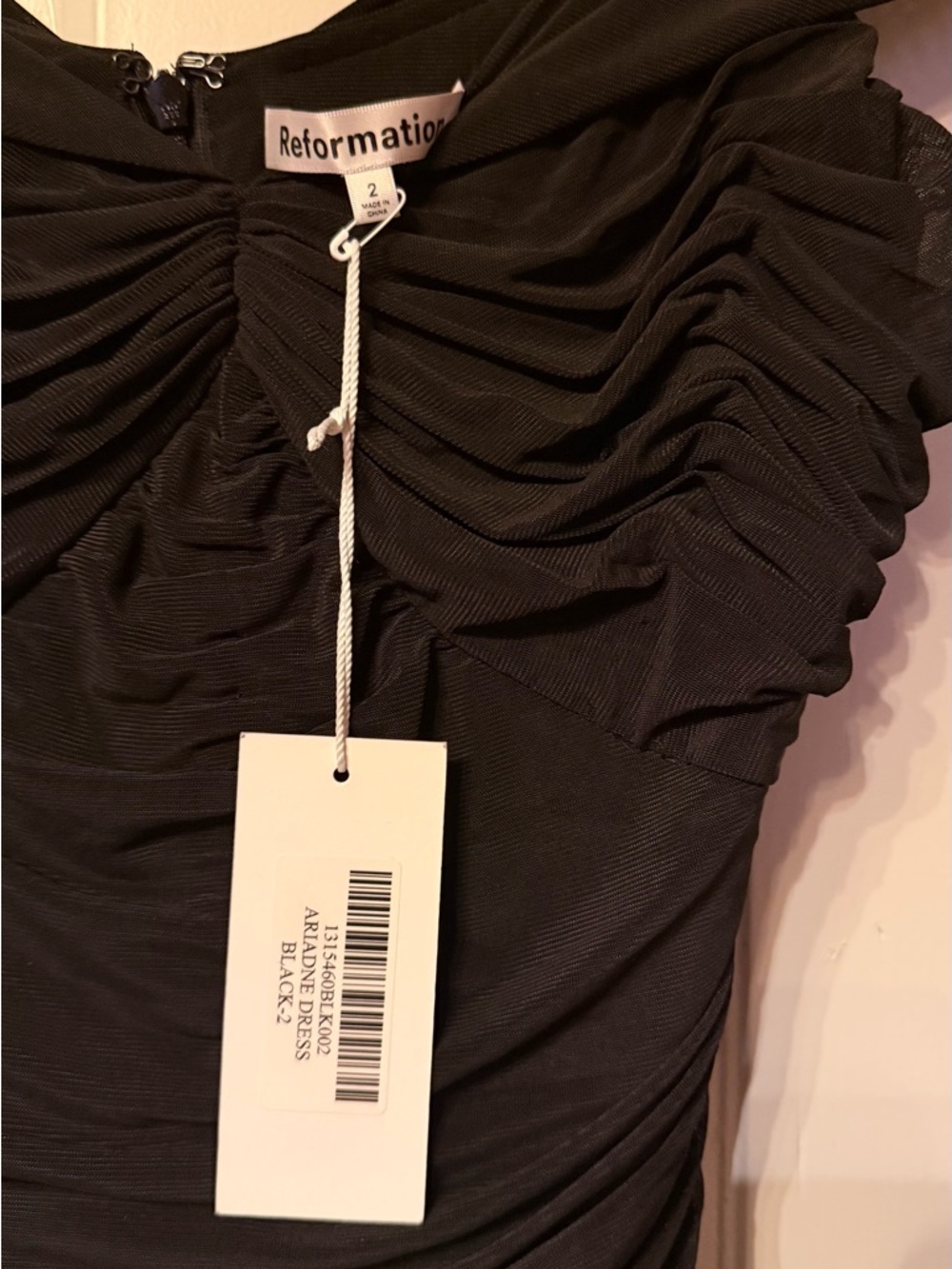 Reformation Ariadne Black Off The Shoulder Ruched Maxi Dress - Picture 7 of 9